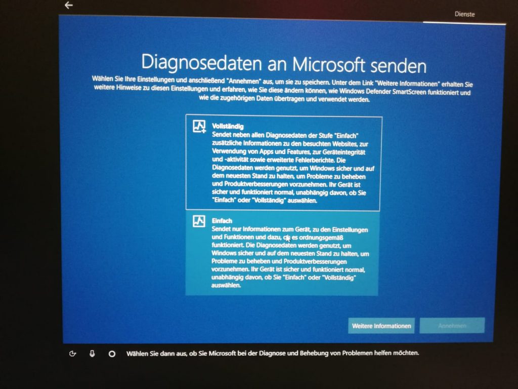 Diagnosedaten an Microsoft senden