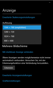 Windows 10 Bildschirmauflösung ändern
