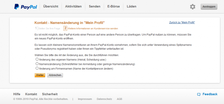 Paypal Adresse ändern Geht Nicht