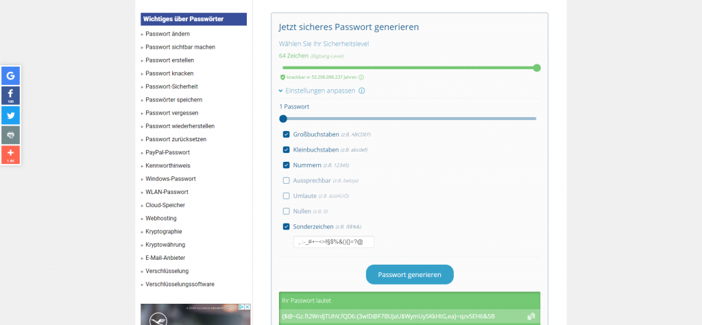 Online-Passwort-Generator von passwort-generator.com