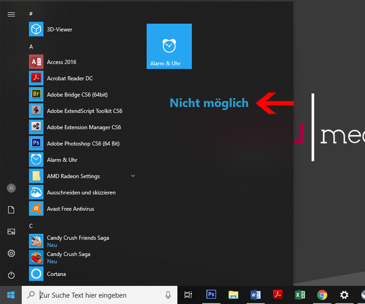 Windows 10 Startmenü verkleinern