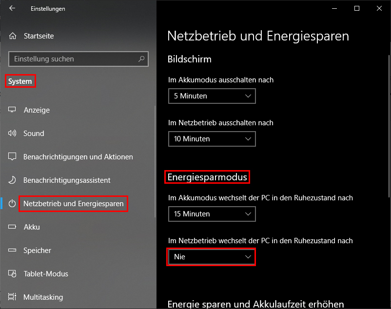 Windows 10: Standby-Modus deaktivieren - so geht´s