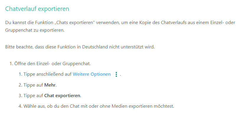 Beliebte WhatsApp Funktion - Chatverlauf exportieren nicht mehr in Deutschland verfügbar