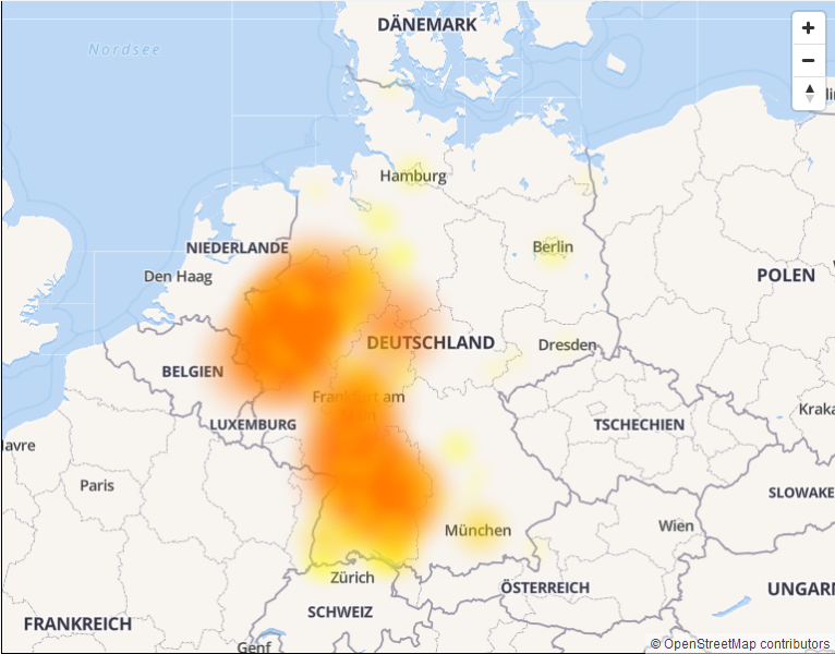 Screenshot allestörungen.de: Unitymedia Störungen