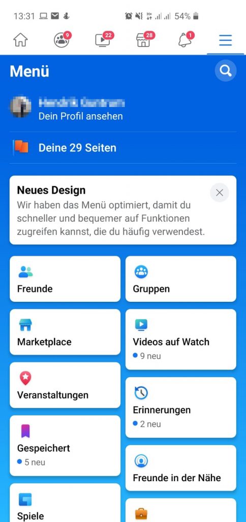 Facebook: Neues Menü Design in der App - Tech-Aktuell