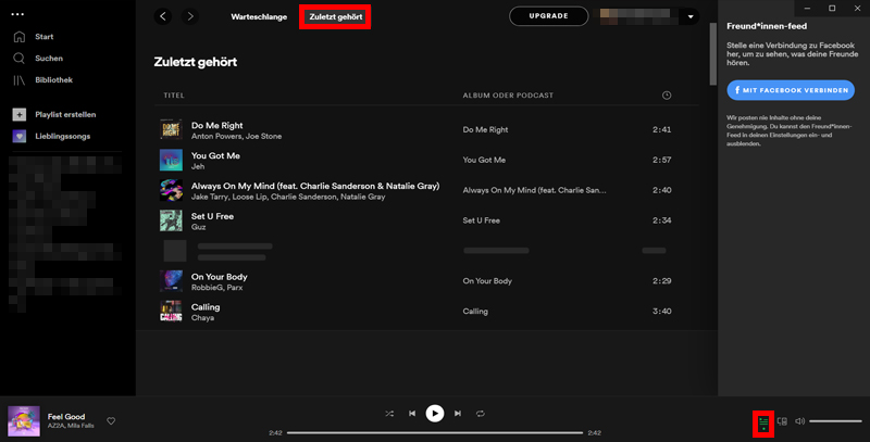 Spotify Verlauf in der Desktop-App anzeigen lassen
