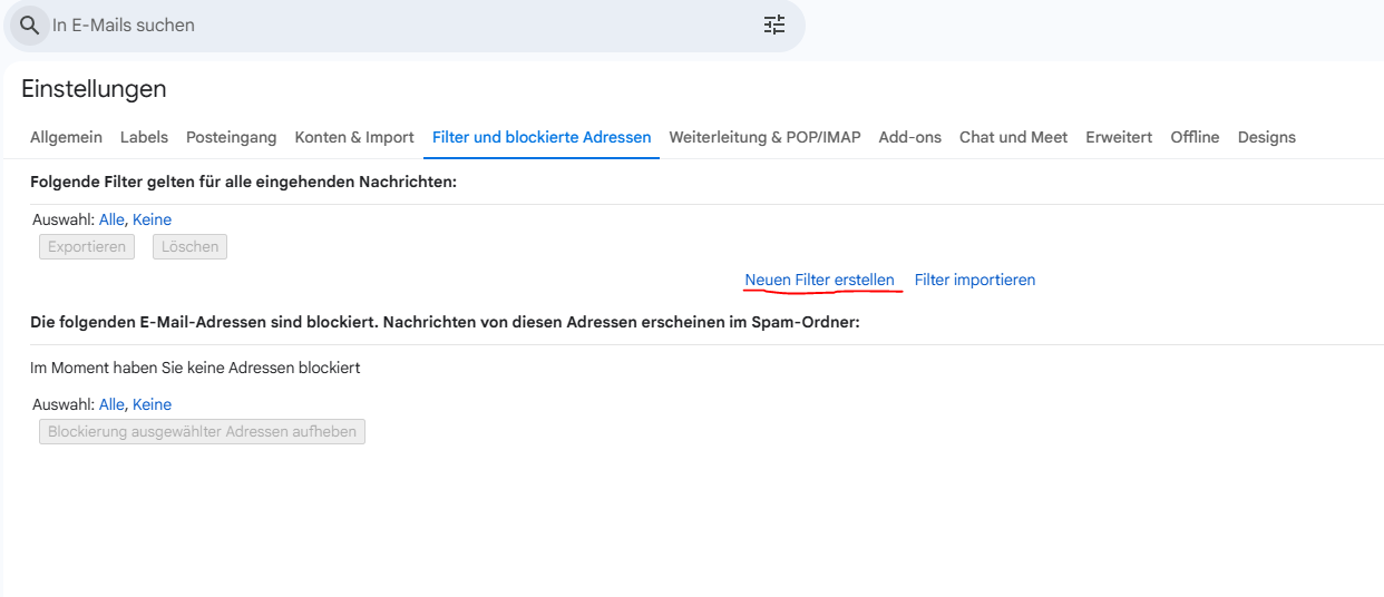 Gmail - Weiterleitungsfilter einrichten