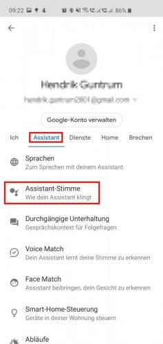 Google Assistant Stimme ändern